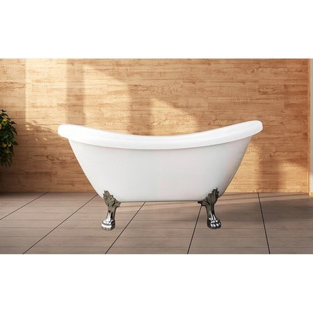 Castello Usa Daphne 59" Clawfoot Acrylic Freestanding Bathtub in White W/ Chrome Feet CB-26-59-W-T-CH